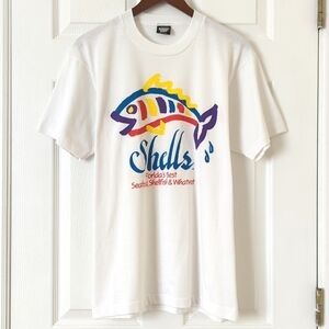 Screen Stars Best 80's Vintage Shells Florida Short Sleeve Crew T-shirt White L